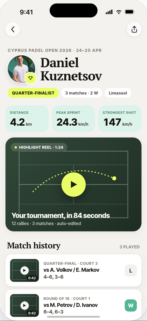 BallBall player profile with stats and highlight reel